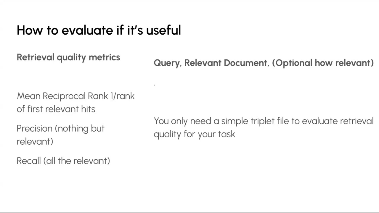 Evaluation metrics: MRR, Precision, Recall